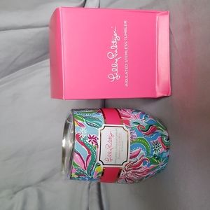 Lilly Pulitzer 12 oz stemless wine tumbler Turquoise Oasis Golden Hour